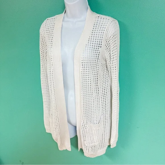 Francesca’s Harper Heritage White Open Knit Cardigan Sweater Womens Size M - Picture 4 of 7